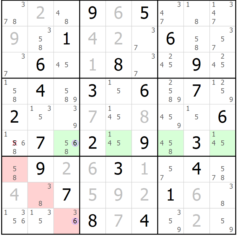 Position des candidats pour la solution de la Gr 52 page 55 du magazine de sudoku Suprême n° 028