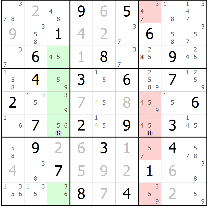 Position des candidats pour la solution de la Gr 52 page 55 du magazine de sudoku Suprême n° 028