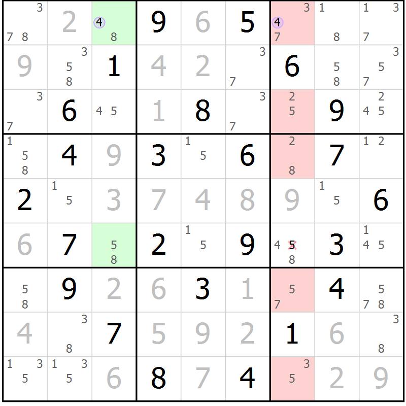 Position des candidats pour la solution de la Gr 52 page 55 du magazine de sudoku Suprême n° 028