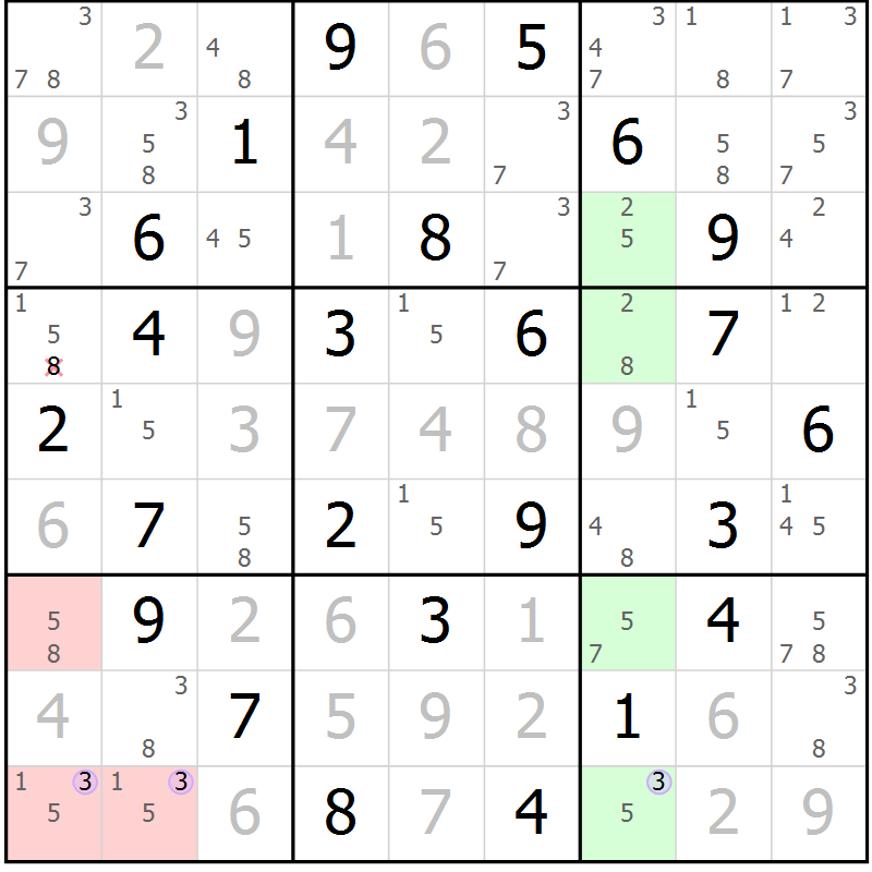 Position des candidats pour la solution de la Gr 52 page 55 du magazine de sudoku Suprême n° 028