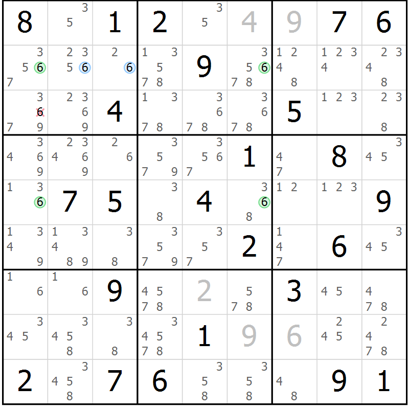 Position des candidats pour la solution de la Gr 53 page 56 du magazine de sudoku Suprême n° 028
