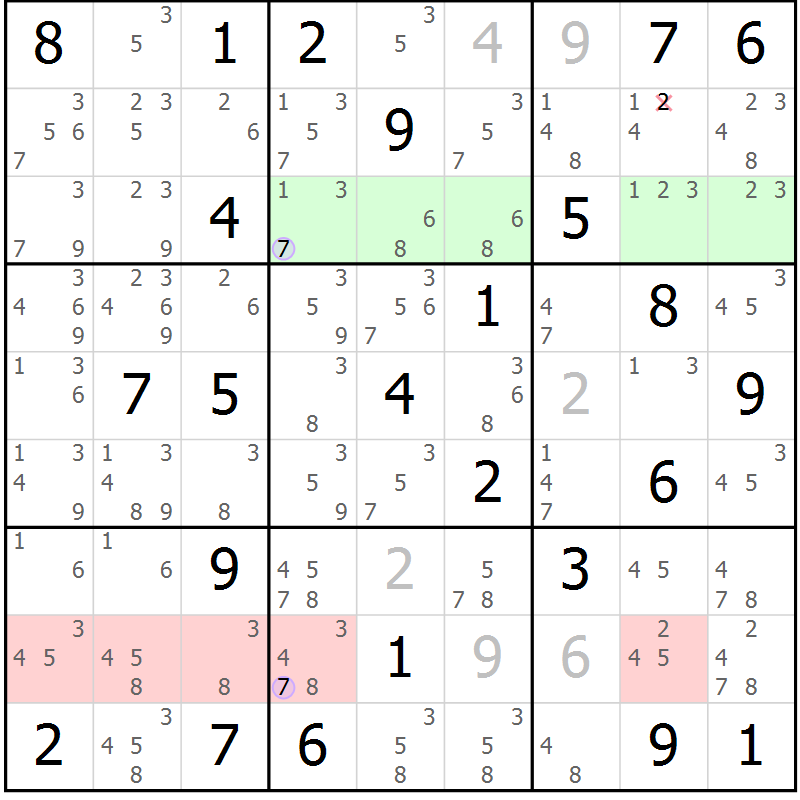 Position des candidats pour la solution de la Gr 53 page 56 du magazine de sudoku Suprême n° 028