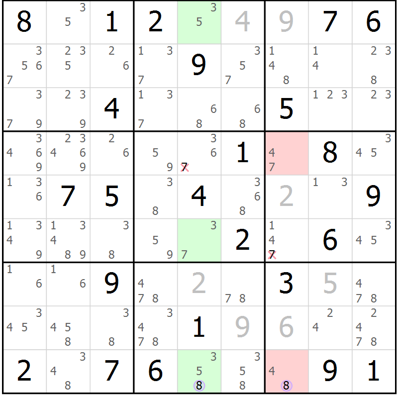 Position des candidats pour la solution de la Gr 53 page 56 du magazine de sudoku Suprême n° 028