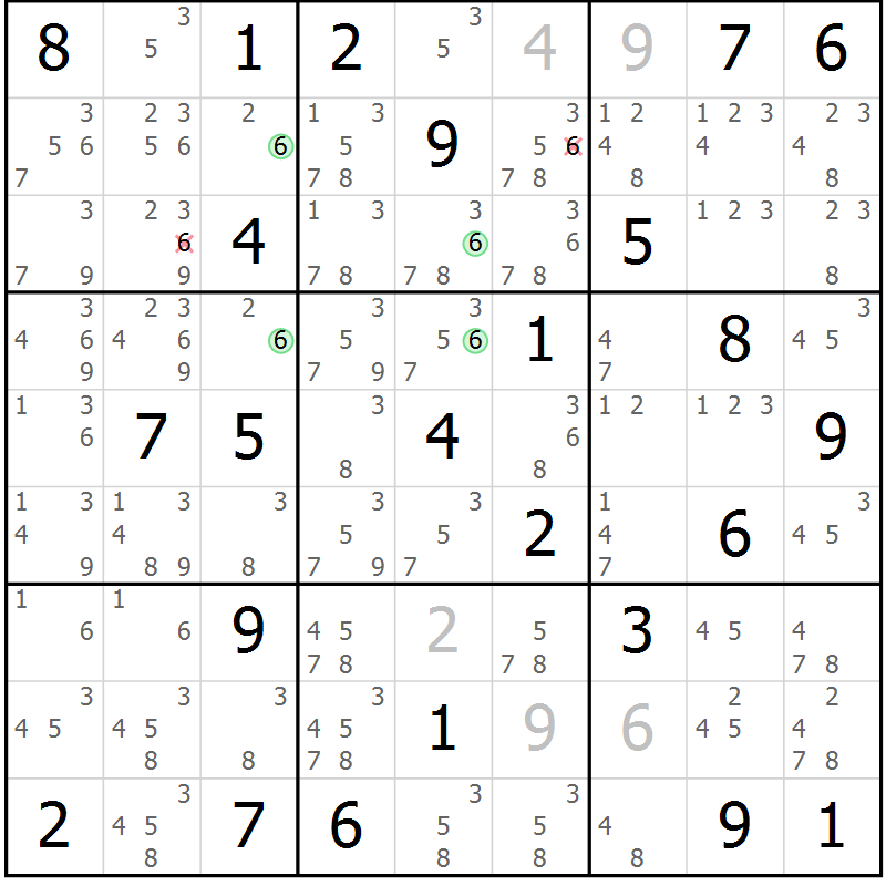 Position des candidats pour la solution de la Gr 53 page 56 du magazine de sudoku Suprême n° 028