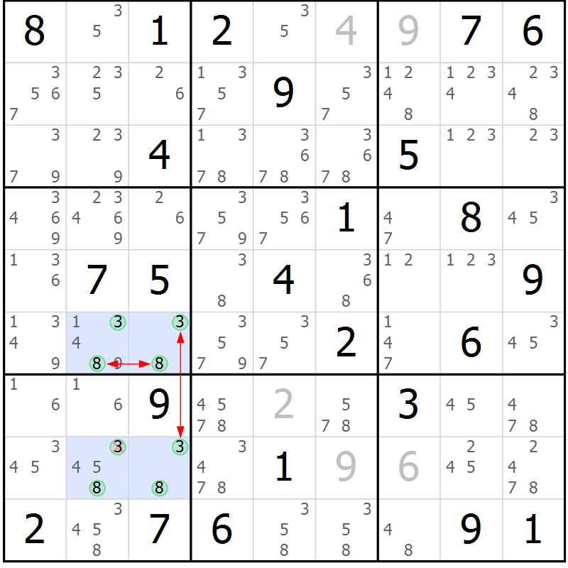 Position des candidats pour la solution de la Gr 53 page 56 du magazine de sudoku Suprême n° 028