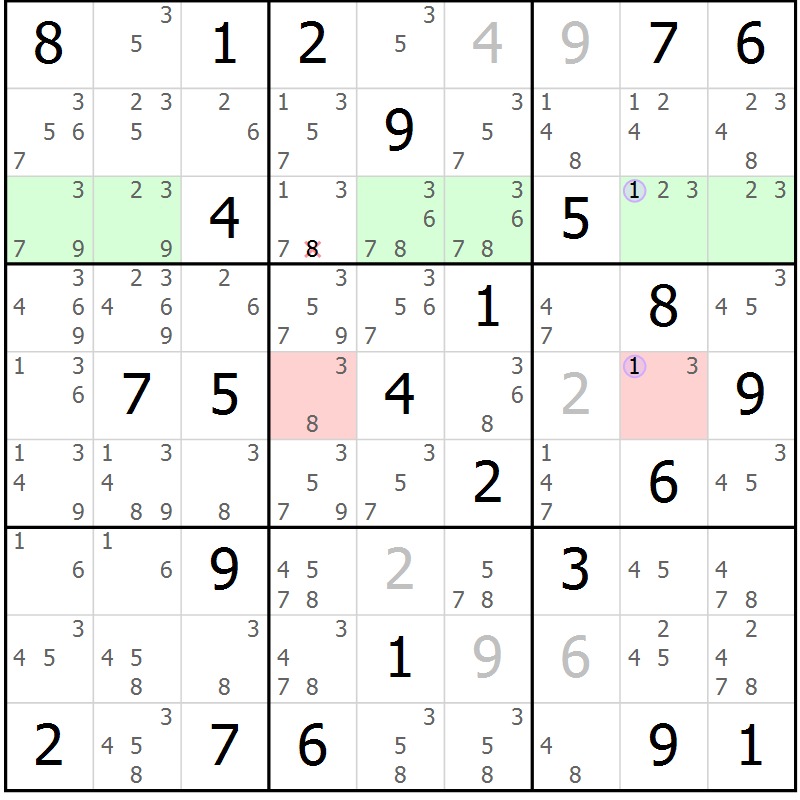 Position des candidats pour la solution de la Gr 53 page 56 du magazine de sudoku Suprême n° 028