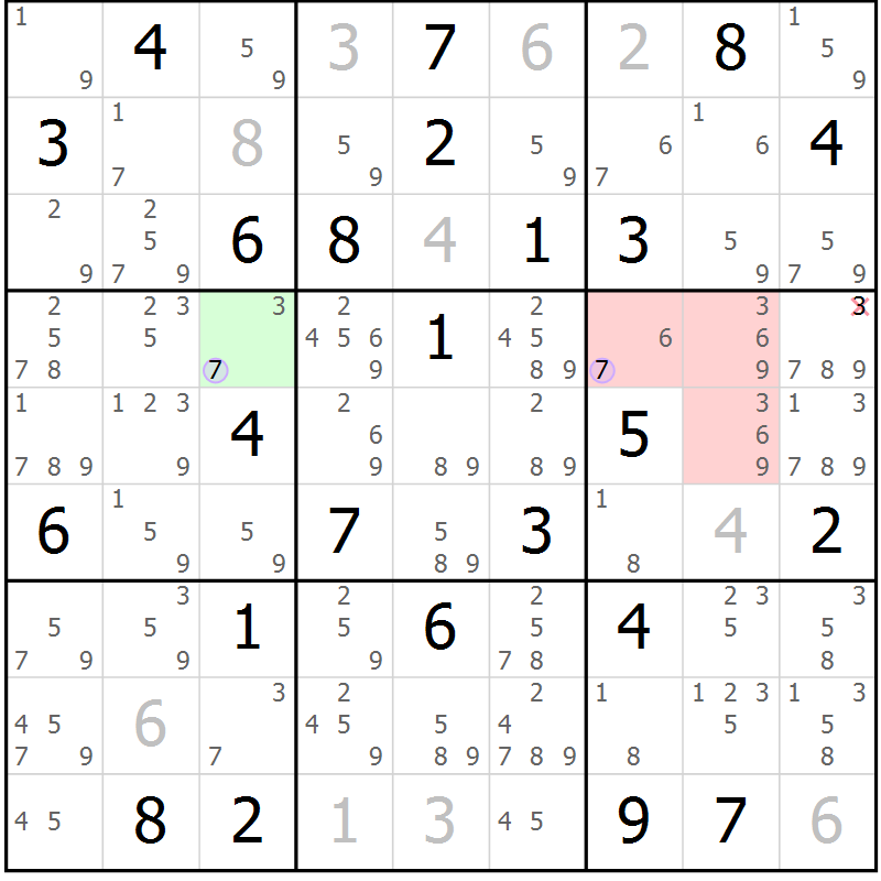 Position des candidats pour la solution de la Gr 56 page 59 du magazine de sudoku Suprême n° 028