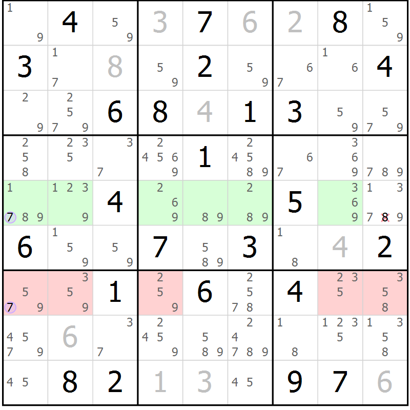 Position des candidats pour la solution de la Gr 56 page 59 du magazine de sudoku Suprême n° 028