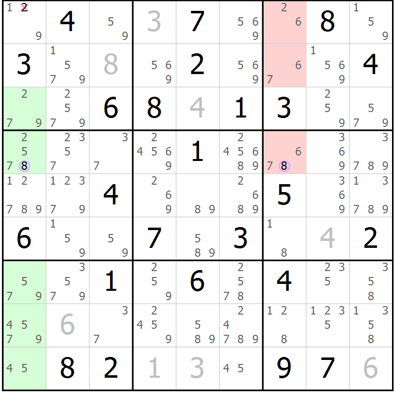 Position des candidats pour la solution de la Gr 56 page 59 du magazine de sudoku Suprême n° 028