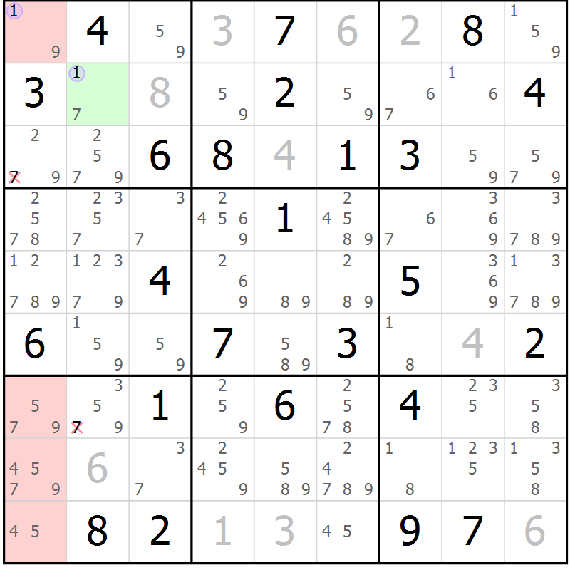 Position des candidats pour la solution de la Gr 56 page 59 du magazine de sudoku Suprême n° 028