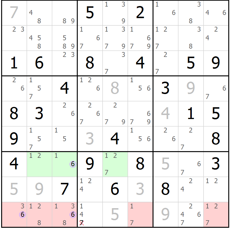 Position des candidats pour la solution de la Gr 58 page 61 du magazine de sudoku Suprême n° 028