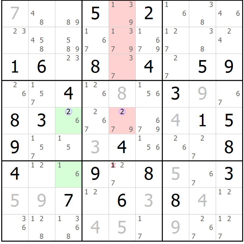 Position des candidats pour la solution de la Gr 58 page 61 du magazine de sudoku Suprême n° 028