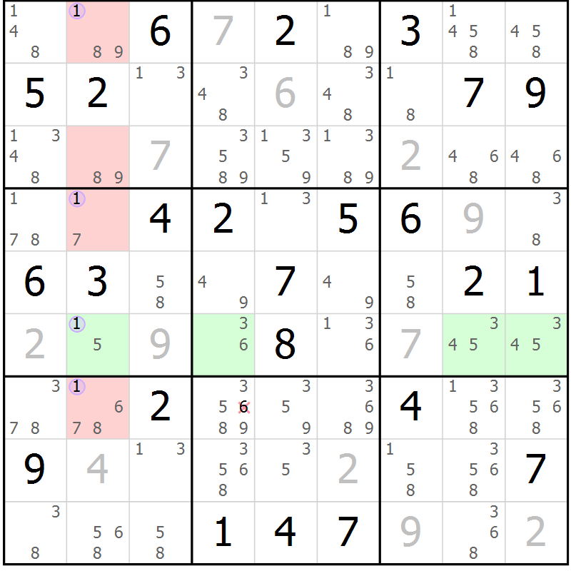 Position des candidats pour la solution de la Gr 59 page 62 du magazine de sudoku Suprême n° 028