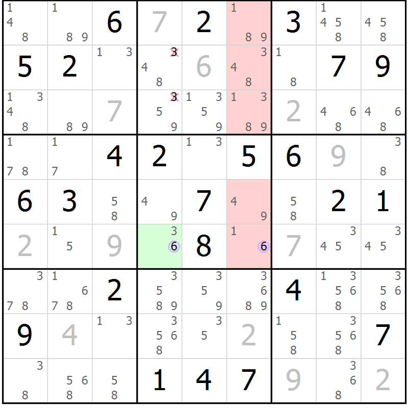 Position des candidats pour la solution de la Gr 59 page 62 du magazine de sudoku Suprême n° 028