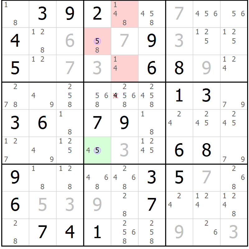 Position des candidats pour la solution de la Gr 60 page 63 du magazine de sudoku Suprême n° 028