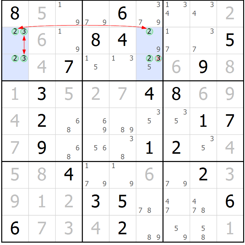 Position des candidats pour la solution de la Gr 61 page 64 du magazine de sudoku Suprême n° 028
