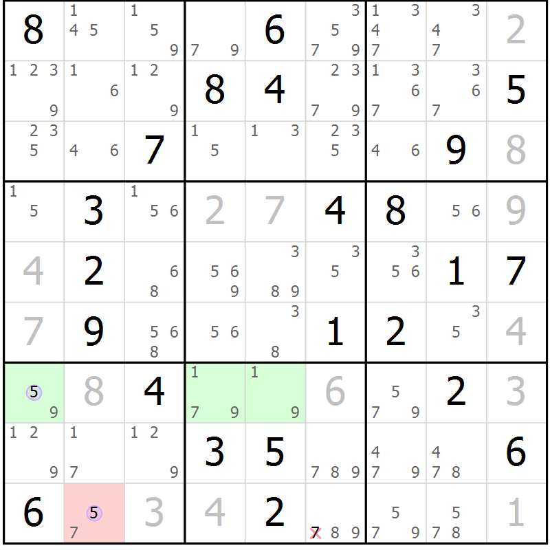 Position des candidats pour la solution de la Gr 61 page 64 du magazine de sudoku Suprême n° 028