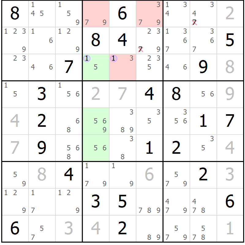 Position des candidats pour la solution de la Gr 61 page 64 du magazine de sudoku Suprême n° 028