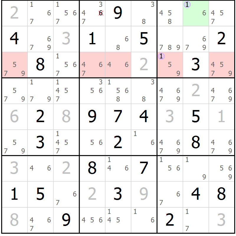 Position des candidats pour la solution de la Gr 62 page 65 du magazine de sudoku Suprême n° 028