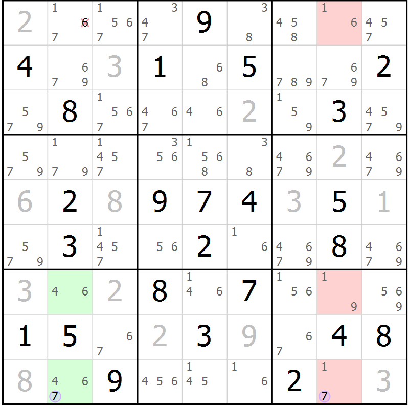 Position des candidats pour la solution de la Gr 62 page 65 du magazine de sudoku Suprême n° 028