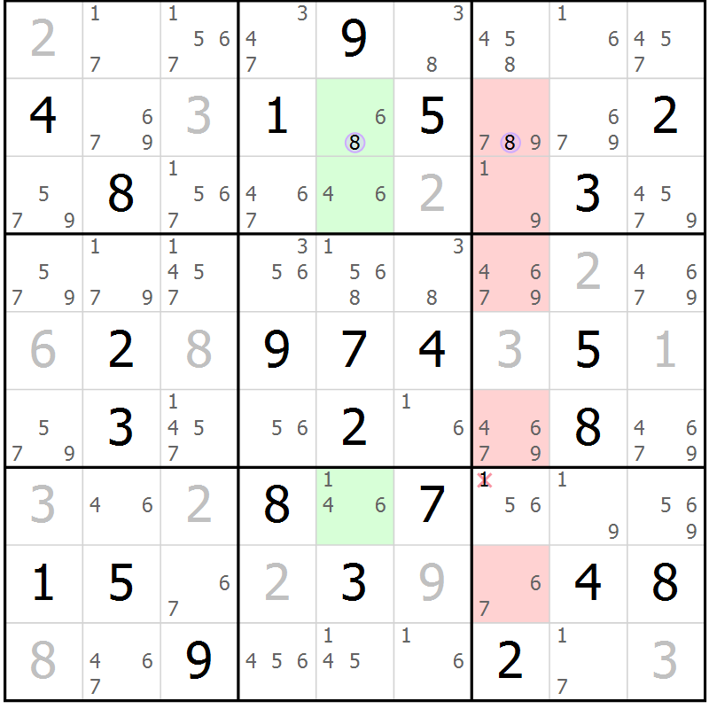 Position des candidats pour la solution de la Gr 62 page 65 du magazine de sudoku Suprême n° 028