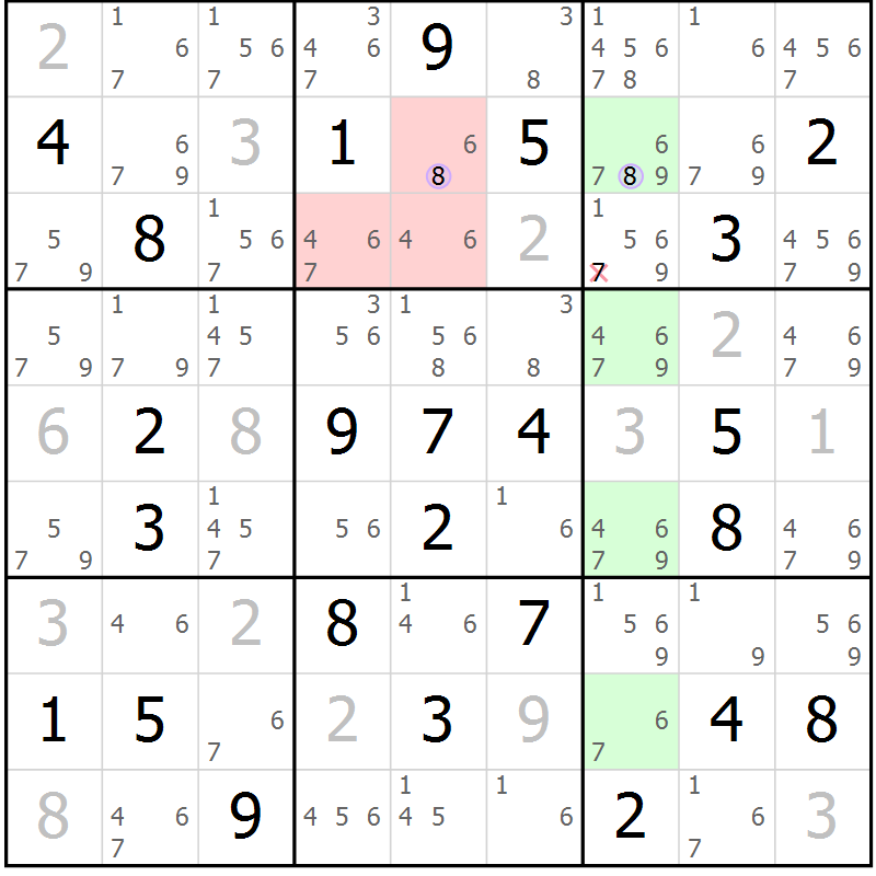 Position des candidats pour la solution de la Gr 62 page 65 du magazine de sudoku Suprême n° 028