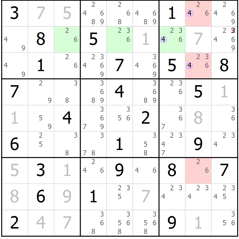 Position des candidats pour la solution de la Gr 64 page 67 du magazine de sudoku Suprême n° 028