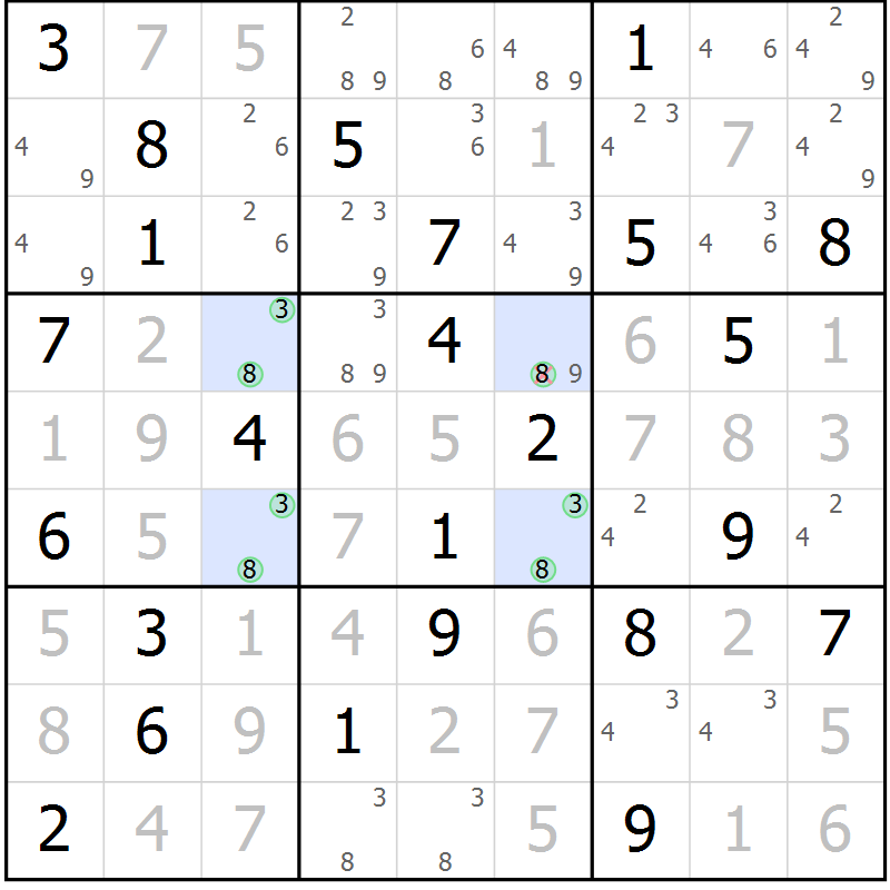 Position des candidats pour la solution de la Gr 64 page 67 du magazine de sudoku Suprême n° 028