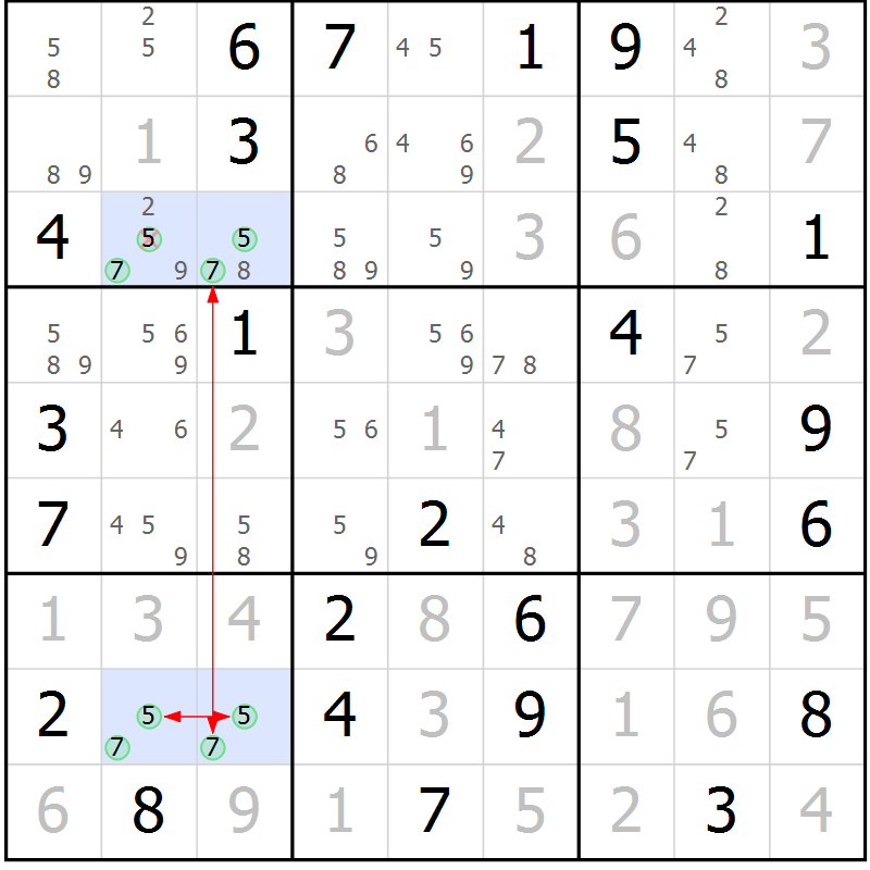 Position des candidats pour la solution de la Gr 66 page 69 du magazine de sudoku Suprême n° 028