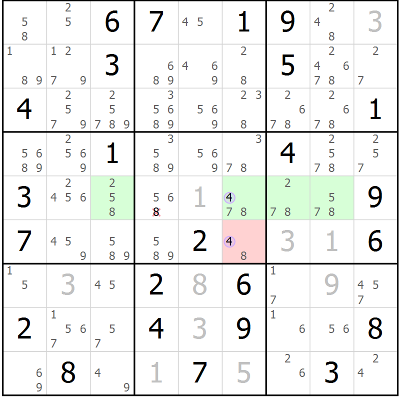 Position des candidats pour la solution de la Gr 66 page 69 du magazine de sudoku Suprême n° 028