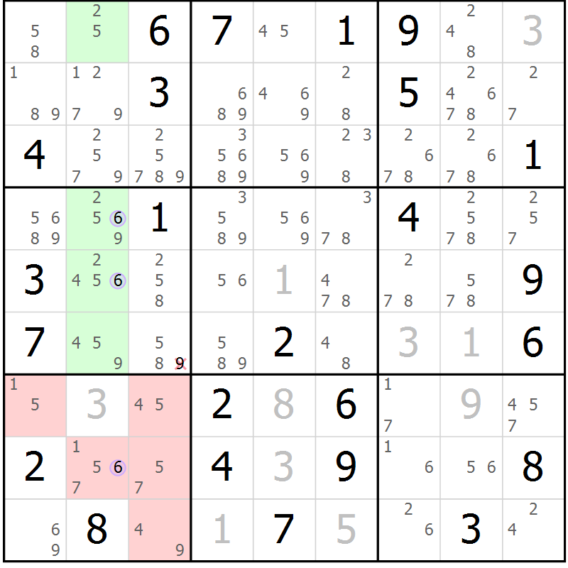 Position des candidats pour la solution de la Gr 66 page 69 du magazine de sudoku Suprême n° 028