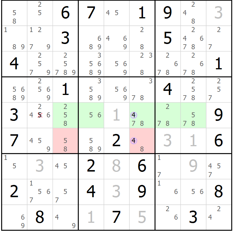 Position des candidats pour la solution de la Gr 66 page 69 du magazine de sudoku Suprême n° 028