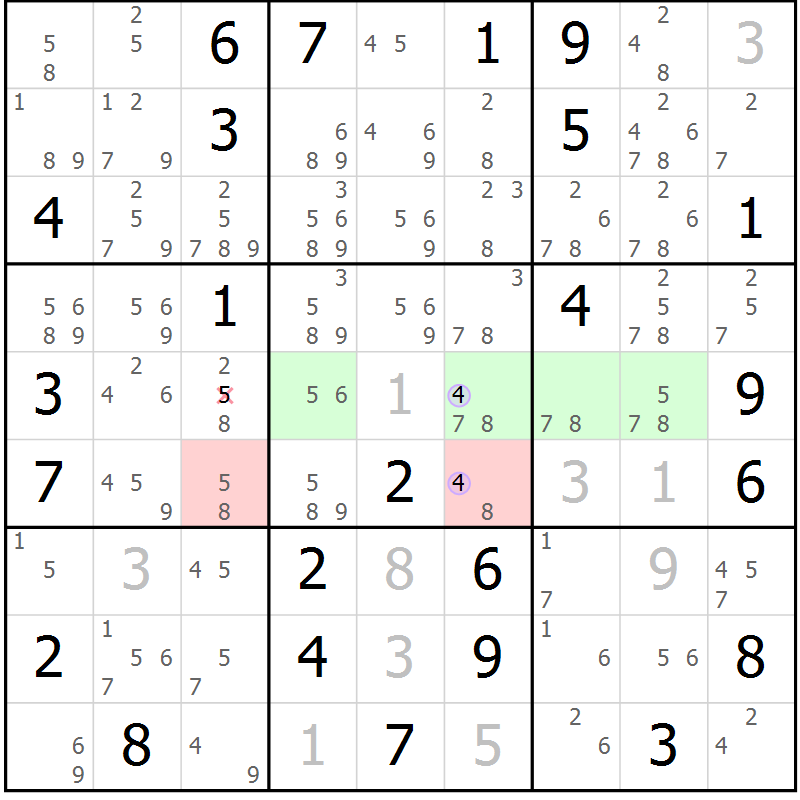 Position des candidats pour la solution de la Gr 66 page 69 du magazine de sudoku Suprême n° 028