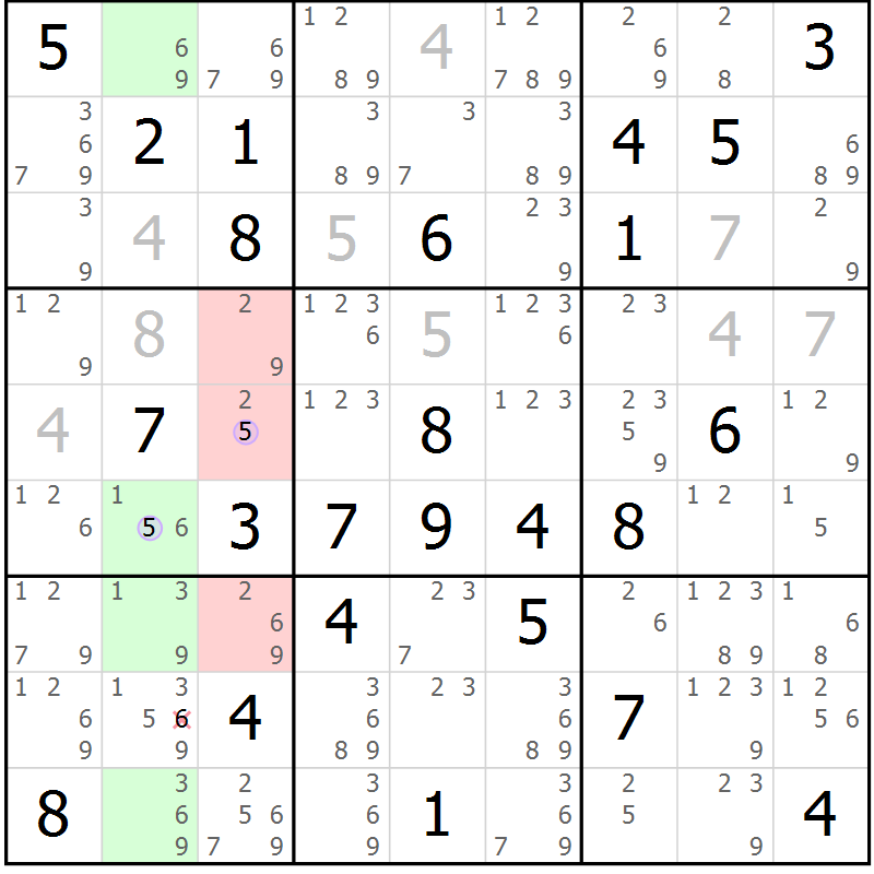 Position des candidats pour la solution de la Gr 67 page 70 du magazine de sudoku Suprême n° 028