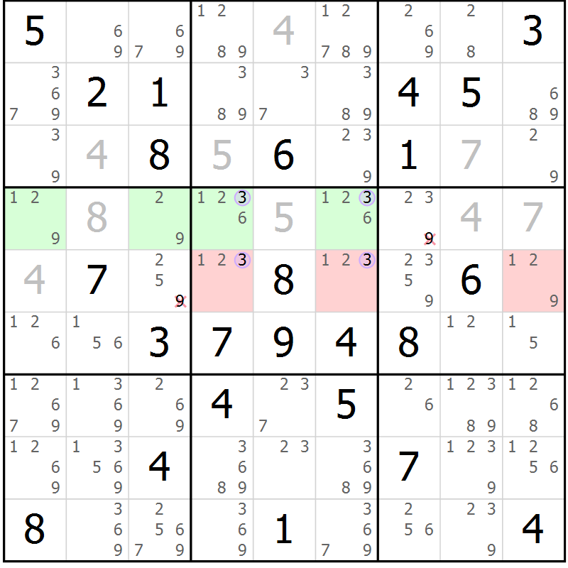 Position des candidats pour la solution de la Gr 67 page 70 du magazine de sudoku Suprême n° 028