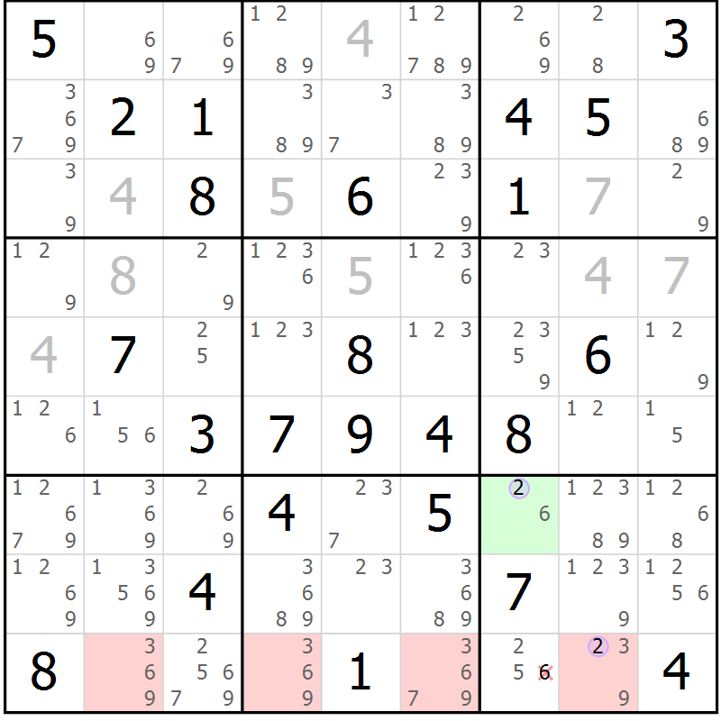 Position des candidats pour la solution de la Gr 67 page 70 du magazine de sudoku Suprême n° 028