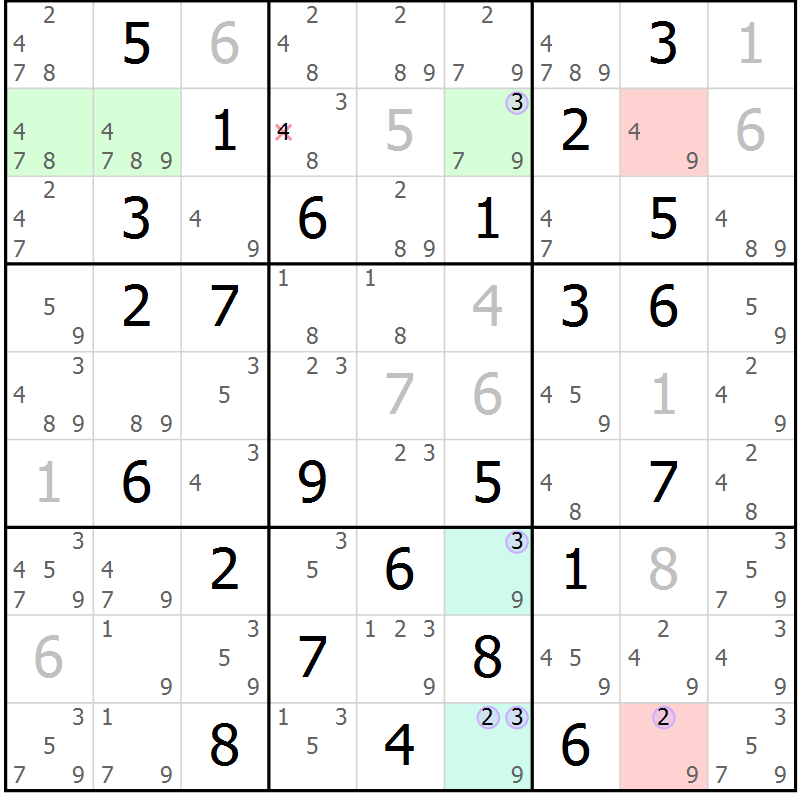 Position des candidats pour la solution de la Gr 70 page 73 du magazine de sudoku Suprême n° 028