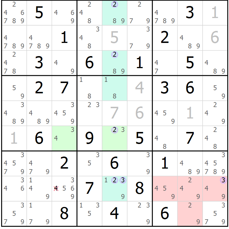 Position des candidats pour la solution de la Gr 70 page 73 du magazine de sudoku Suprême n° 028