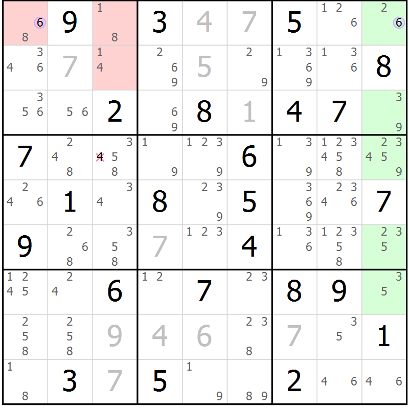 Position des candidats pour la solution de la Gr 71 page 74 du magazine de sudoku Suprême n° 028