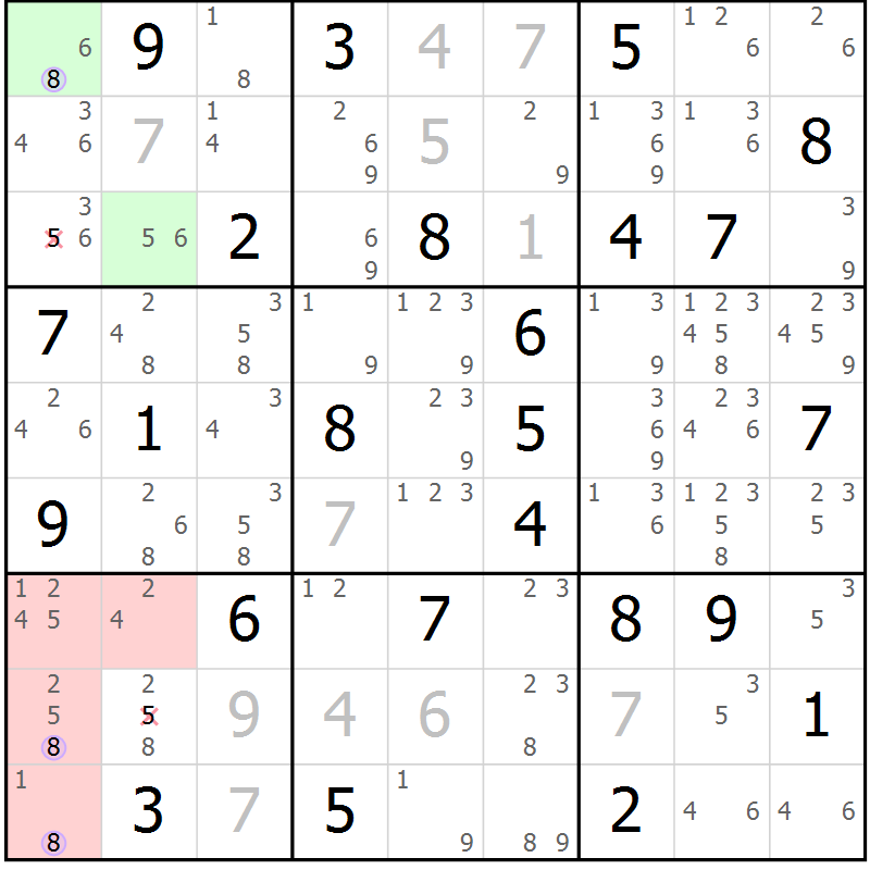 Position des candidats pour la solution de la Gr 71 page 74 du magazine de sudoku Suprême n° 028