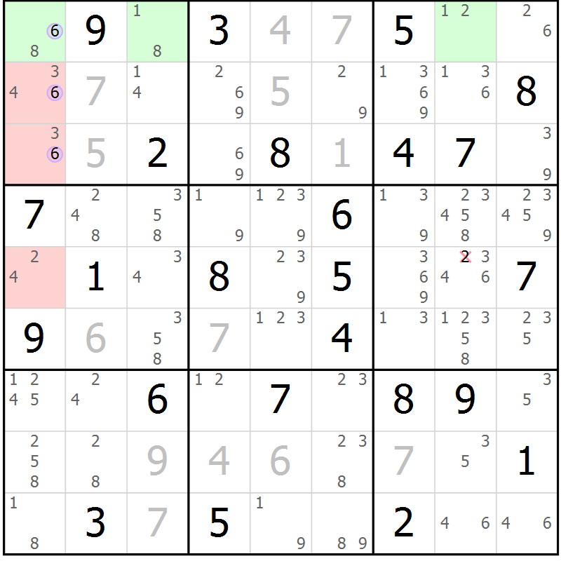 Position des candidats pour la solution de la Gr 71 page 74 du magazine de sudoku Suprême n° 028