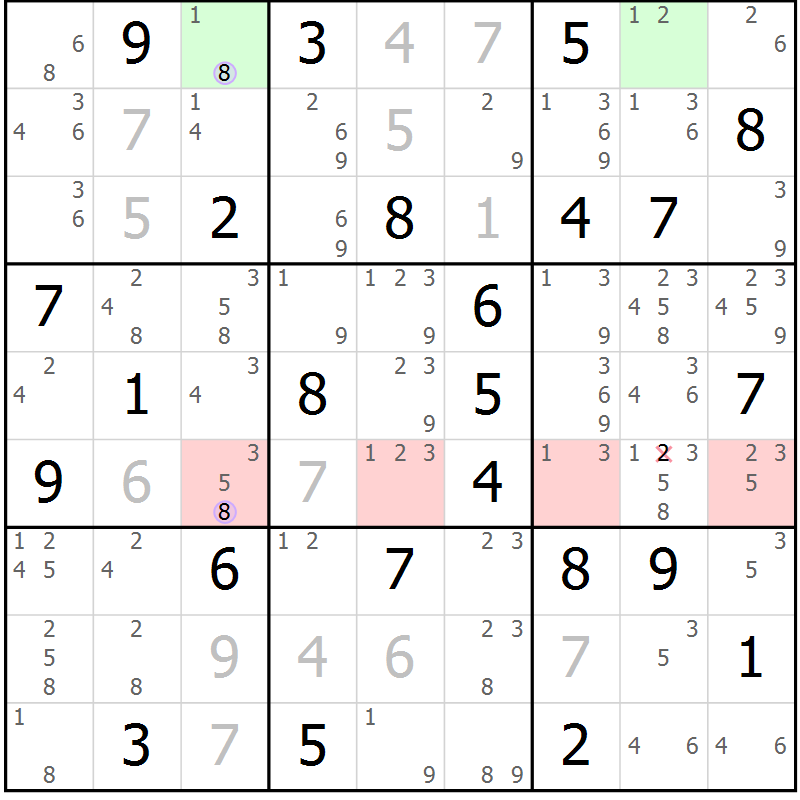 Position des candidats pour la solution de la Gr 71 page 74 du magazine de sudoku Suprême n° 028