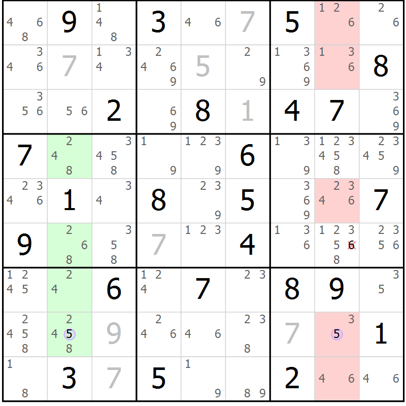 Position des candidats pour la solution de la Gr 71 page 74 du magazine de sudoku Suprême n° 028