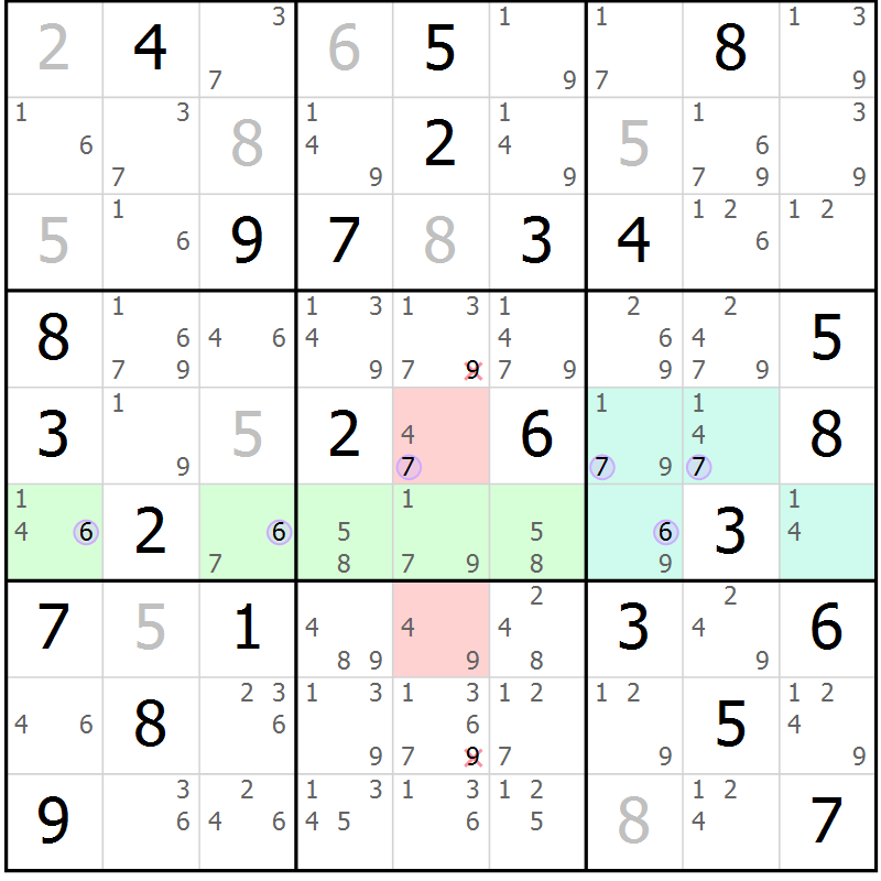 Position des candidats pour la solution de la Gr 73 page 76 du magazine de sudoku Suprême n° 028
