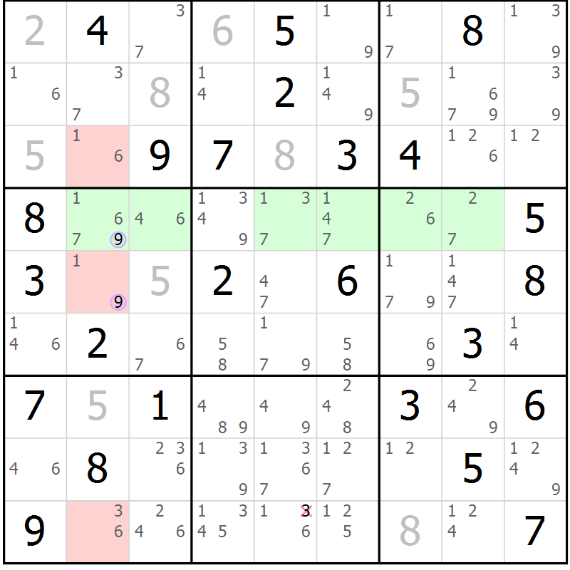 Position des candidats pour la solution de la Gr 73 page 76 du magazine de sudoku Suprême n° 028