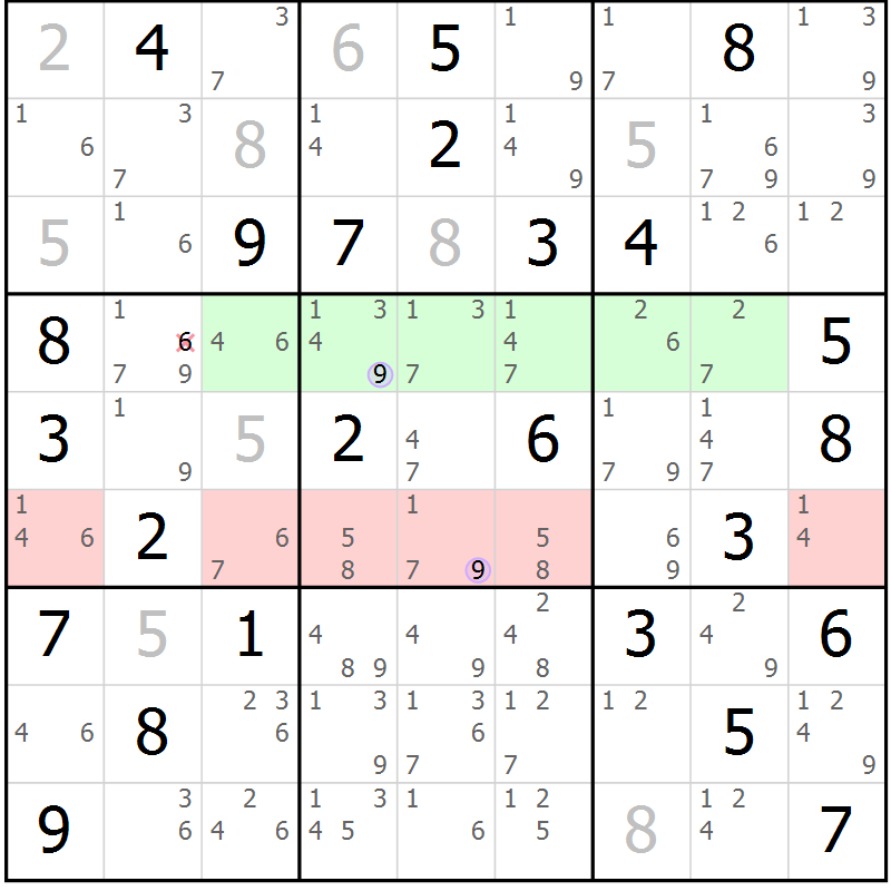 Position des candidats pour la solution de la Gr 73 page 76 du magazine de sudoku Suprême n° 028