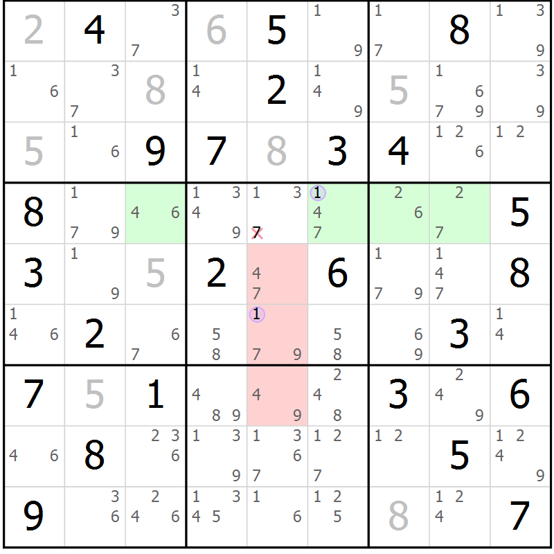 Position des candidats pour la solution de la Gr 73 page 76 du magazine de sudoku Suprême n° 028