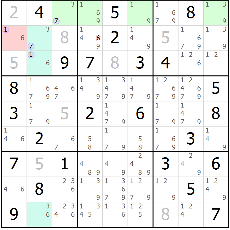 Position des candidats pour la solution de la Gr 73 page 76 du magazine de sudoku Suprême n° 028