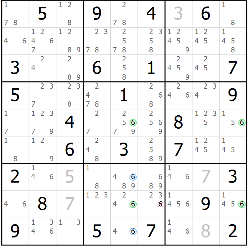 Position des candidats pour la solution de la Gr 74 page 77 du magazine de sudoku Suprême n° 028