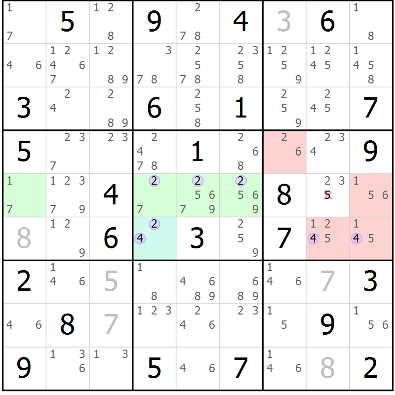 Position des candidats pour la solution de la Gr 74 page 77 du magazine de sudoku Suprême n° 028